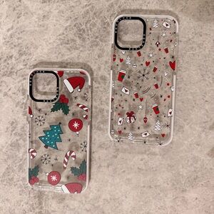 Festive Holiday IPhone 12 Case Set - Clear with Red and Green Accents
